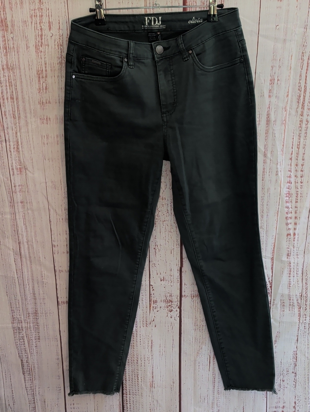 FDJ Olivia DARK Green Coated Skinny Jeans